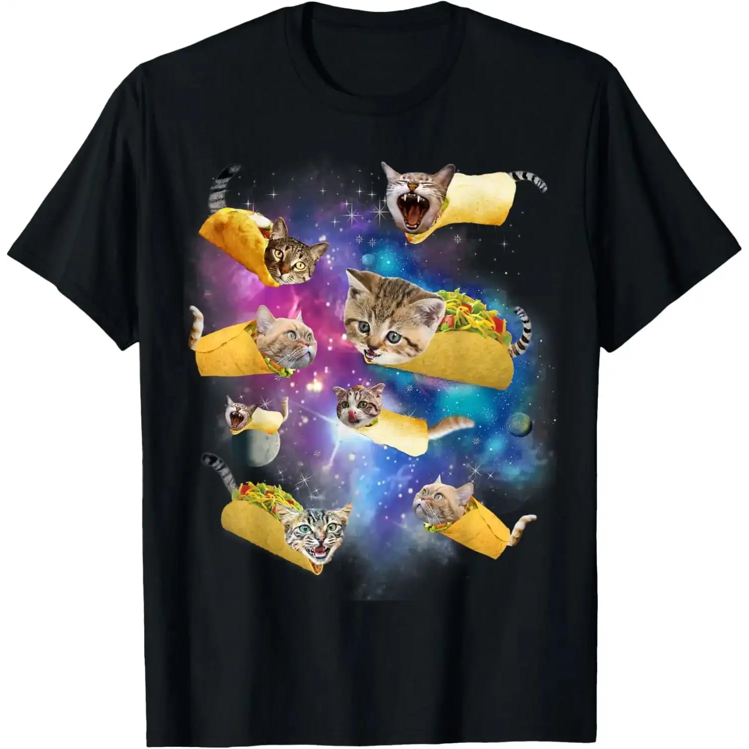 100% Cotton Burrito Pizza and Taco Cat in Space - Tacocat Tee Gift Idea T-Shirt