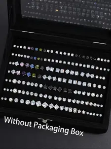 Simple Elegant Artificial Zircon Stud Earrings, Geometric Heart Star Square Earrings, Fashion Jewelry Accessories for Women & Men, Trendy All-match & Exquisite Jewelry for Birthday Gift