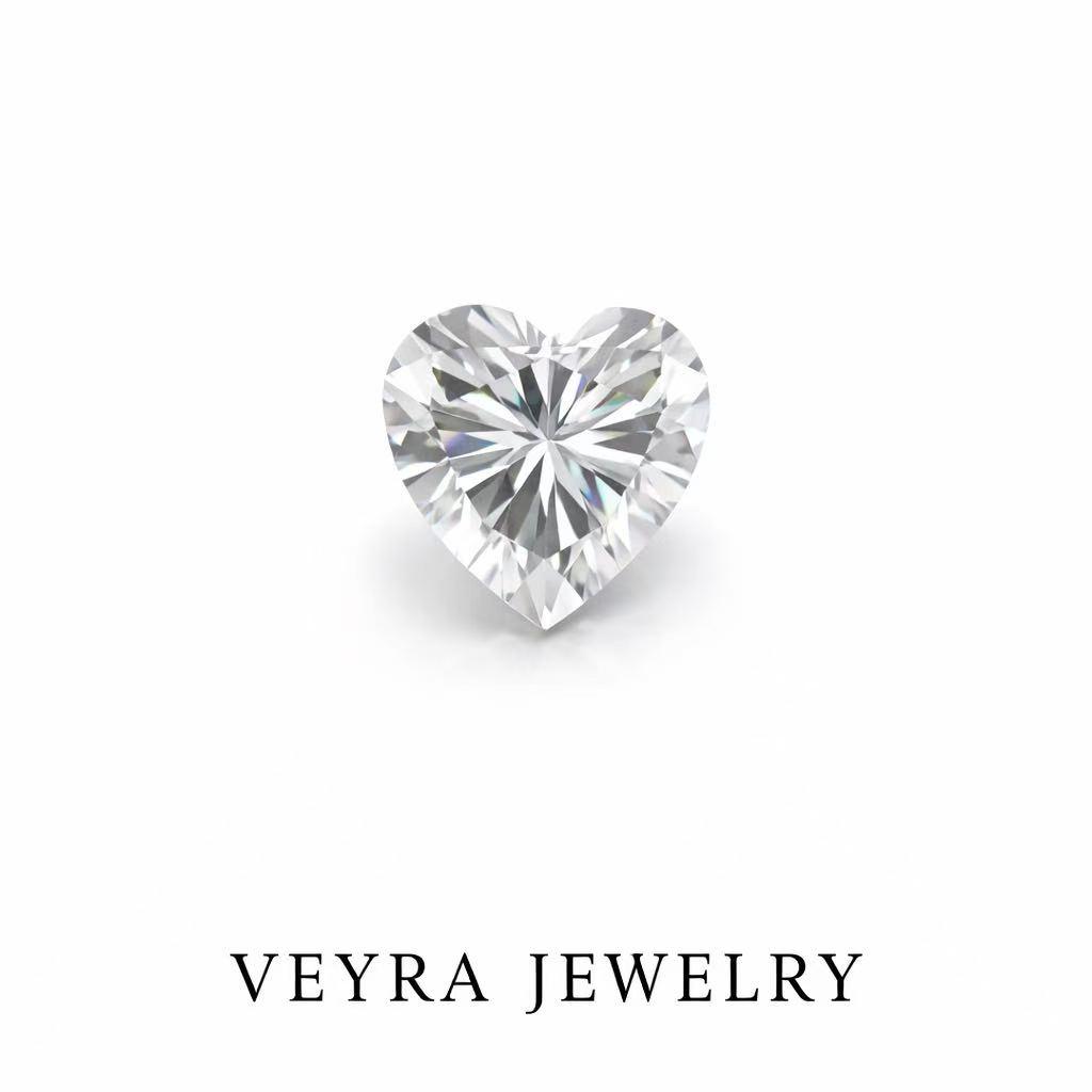 Heart-shaped natural diamond and sapphire gemstone, accompanied by a certificate