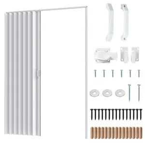 Explorinox Accordion Door, 48x80in/60x80in PVC Folding Door for Interior, Single Door/Bifold Accordion Closet Door, Includes Latch, Handle, Mounting Hardware
