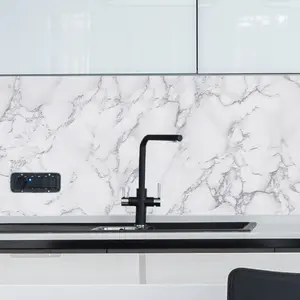 Marble Contact Paper 15.7''x78.7'' | White Grey Granite Peel-&-Stick, Removable, Self-Adhesive Wallpaper for Kitchen, Countertops, Cabinets & Bathroom