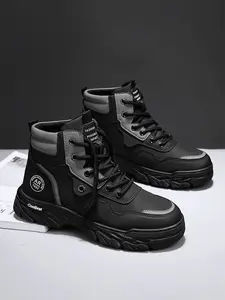 Men's High-Top Breathable Casual Shoes, Trendy Boots, Vintage British Style Work Boots, Outdoor Hiking Desert Combat Boots