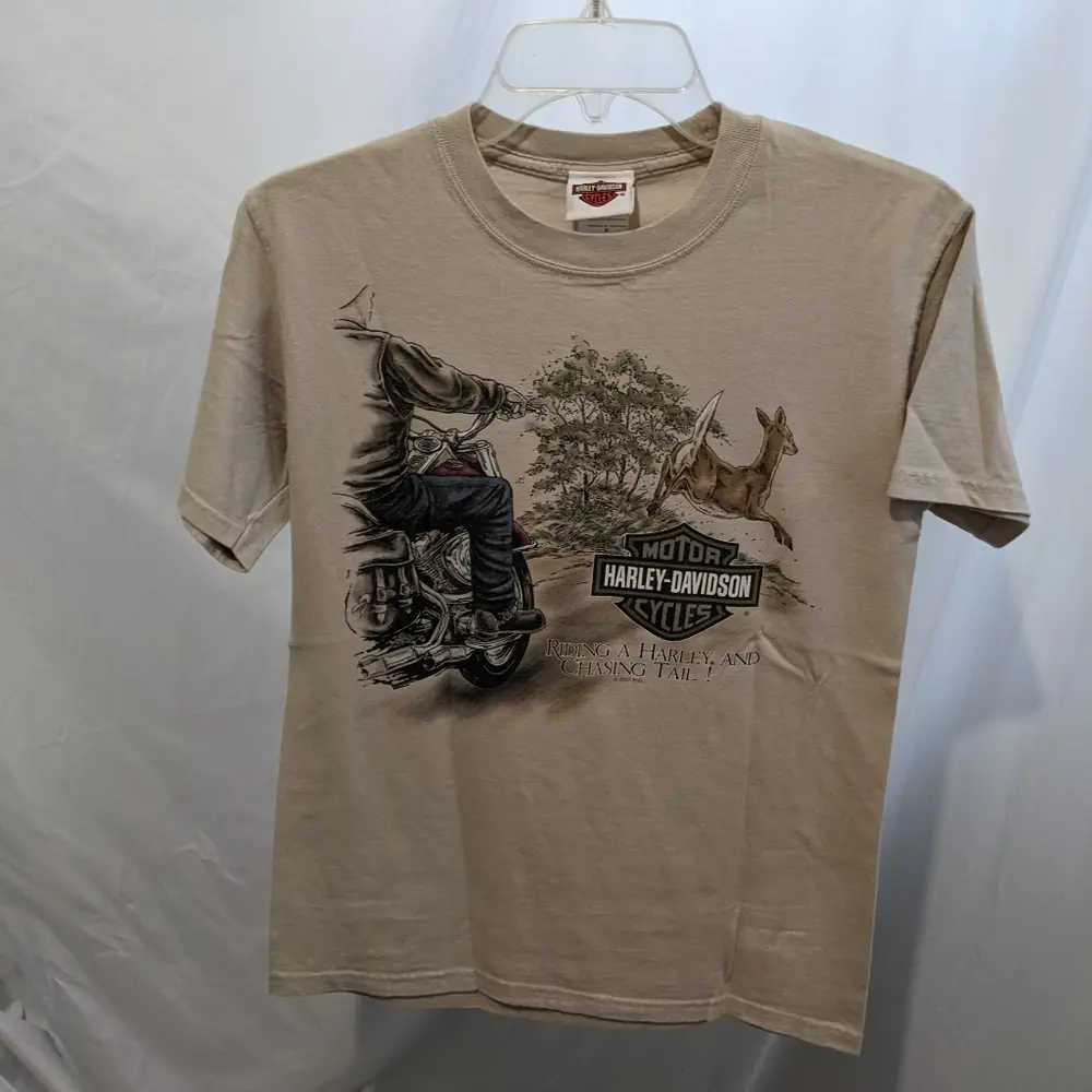 Harley-Davidson Men's 2000s Vintage Jager Tshirt Medium Size Retro Fashion Tee for Collectors and Enthusiasts Crewneck Top Streetwear