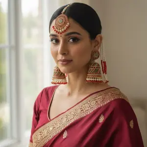 Premium Quality Nauratan Jhumkas with Sahara and Tikka for Traditional Wear