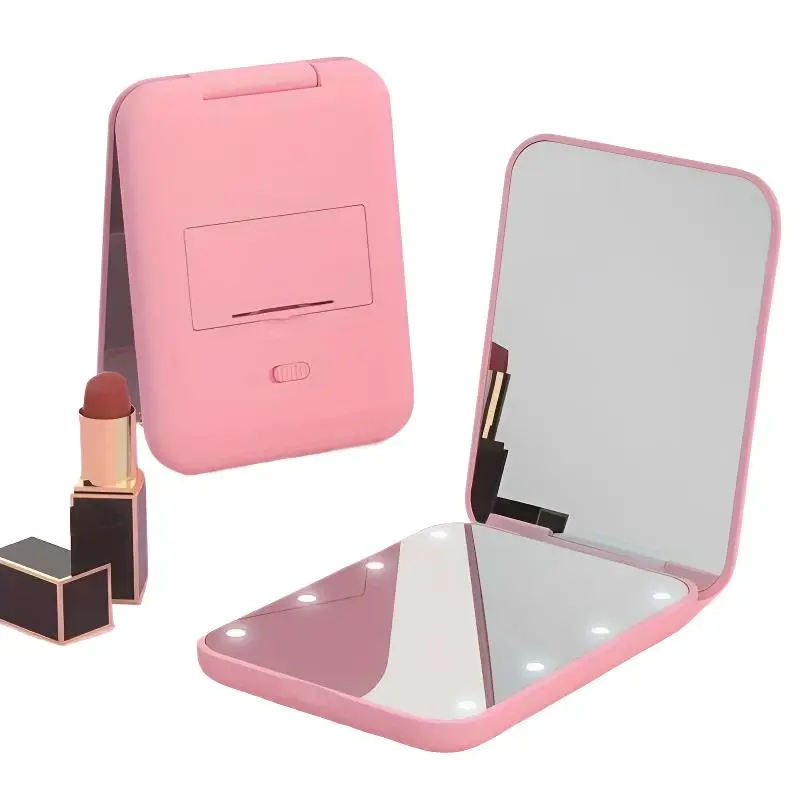 Handbag Makeup Mirror, Travel Hand Mirrors: Illuminated Mirror, 1x/3x Magnification, LED Lighted, Travel Magnifying Mirror With Light, Portable Mirror With Lights, Pocket-Sized for Women & Girls, Travel-Friendly (Great for Christmas & Thanksgiving Gifts)