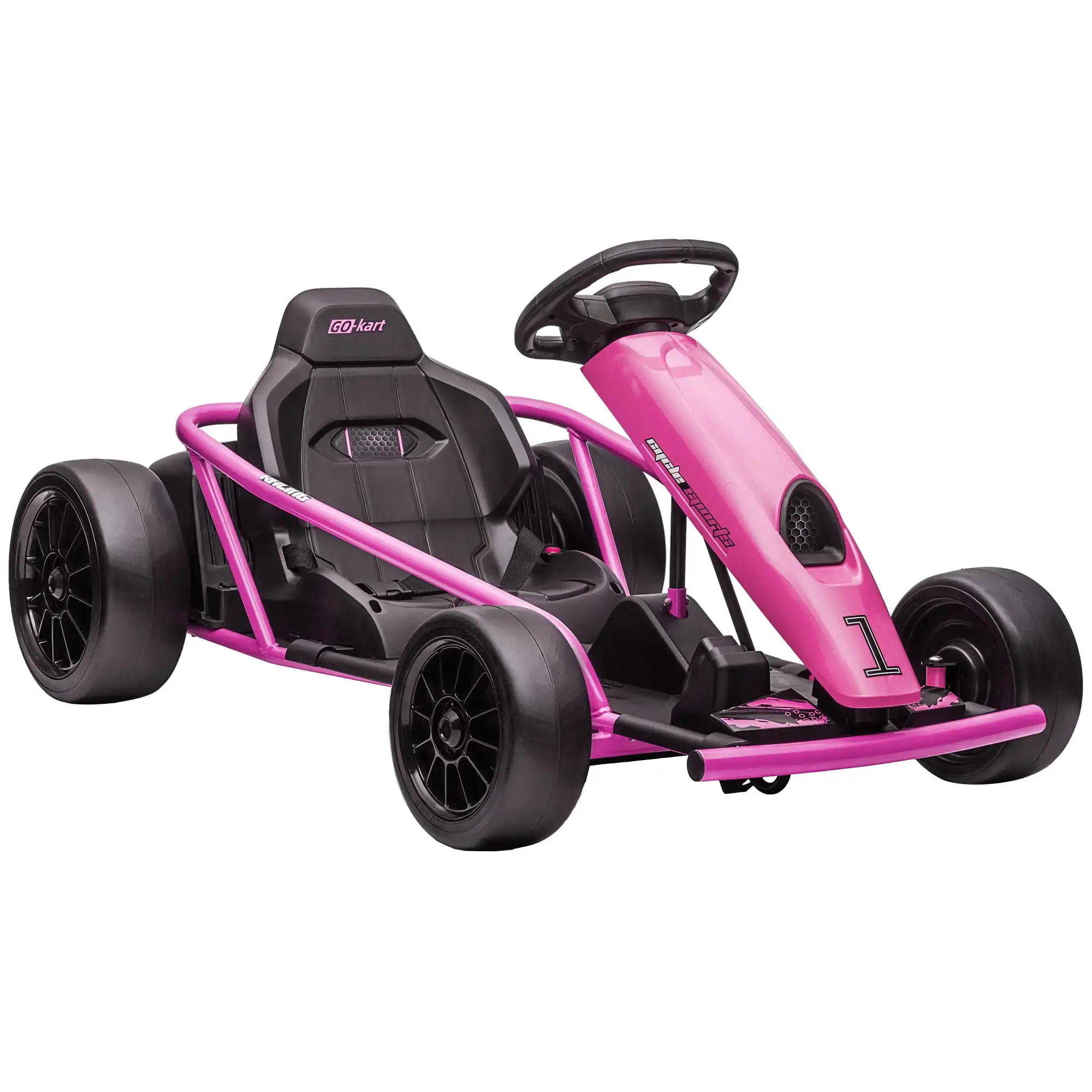 #Summervibes Aosom 24V 8.1 MPH Electric Go Kart, Drift Ride-On Racing Go Kart with 2 Speeds, Slow Start, Music, Horn Honking and Safety Belt, for 8-12 Years Old