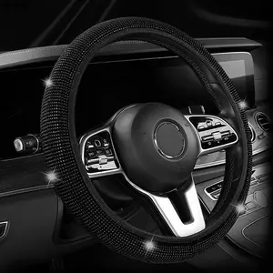 Crystal Diamond Bling Steering Wheel Cover Car Coaster Rhinestone Sticker for Car Start Button Starter Ring Car Interior Accessories