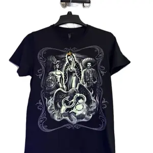 Virgencita Hermosa Menswear T-shirt Short Sleeve Top Streetwear Graphic Crewneck Casual Tropical Design