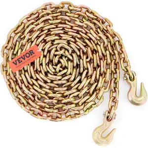 【DealsForYouDays】VEVOR Transport Binder Chain,  7100 lbs Working Load Limit, 3/8'' x 20' G80 Tow Chain Tie Down with Grab Hooks, DOT Certified, Galvanized Coating Manganese Steel for Dock Factory Construction Site