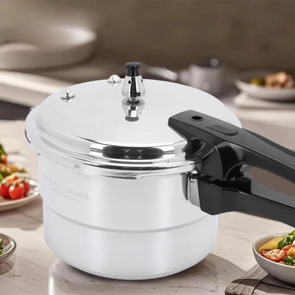1-Piece Aluminum Alloy Round Pot Pressure Cooker, Multi-Size Cookware with Steaming Plate, Household Stovetop Canner Compatible with Gas & Induction Cookers, Nutrient-Lock Design, Pressure Cookers