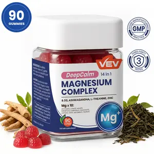VEV DeepCalm Magnesium Complex Gummies - Ashwagandha, L-Theanine, D3 & Zinc, Vegan, Non-GMO, 90 Count
