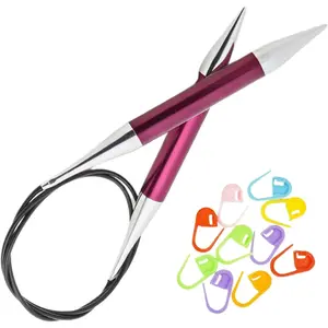 KnitPro Zing Circular Knitting Needles 40 inch, Size 17 (100cm, 12.00mm) with 10 Colorful Stitch Markers