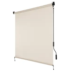 Aoodor 5% Openness Cordless Solar Fabric Roller Shade, 6'W x 8'H Sun Shade for Outdoor Gazebo Pergola Porch, 95% UV Protection