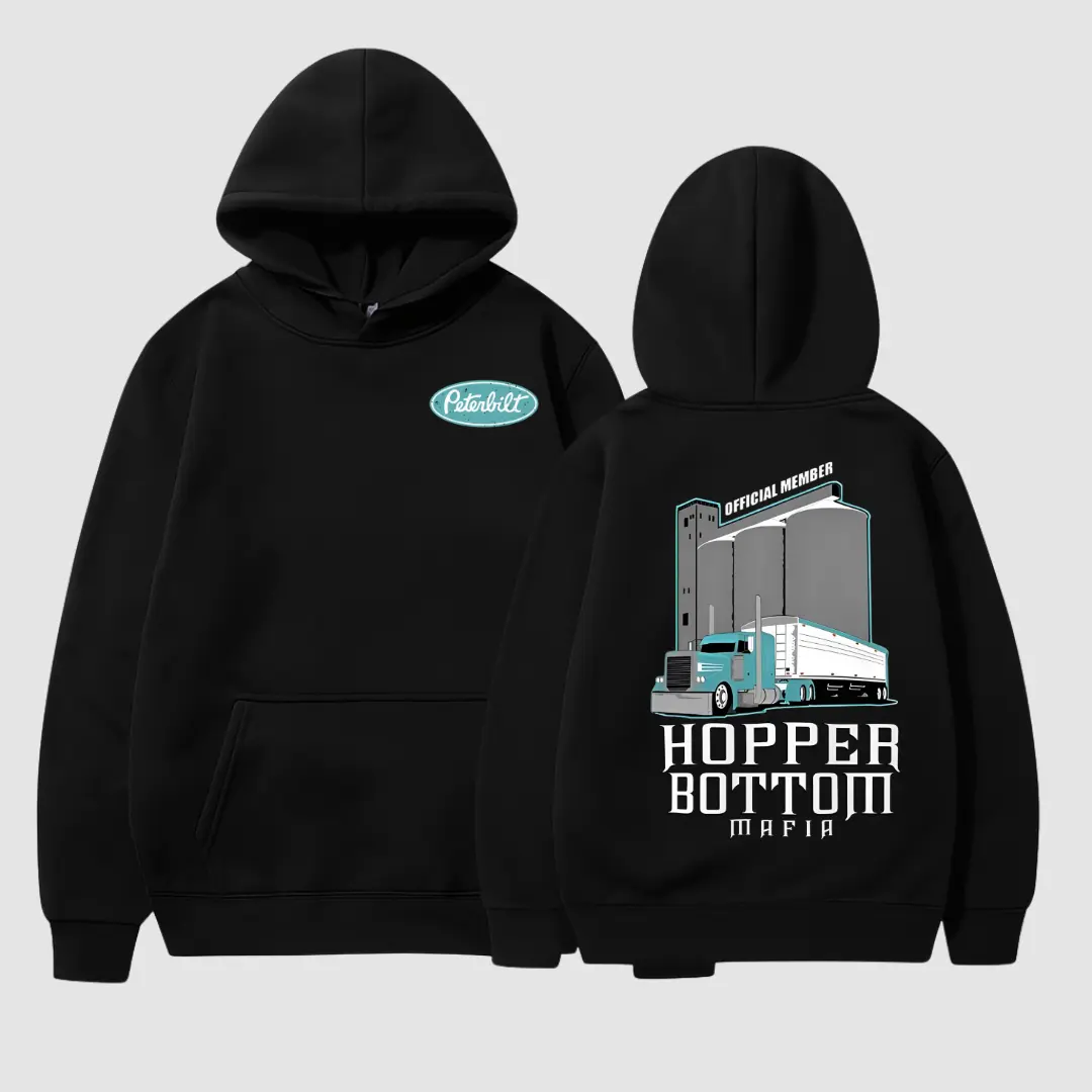 Hopper Bottom Mafia Hoodie – Peterbilt Semi Truck Graphic Pullover, Classic Unisex Truck Driver Fashion