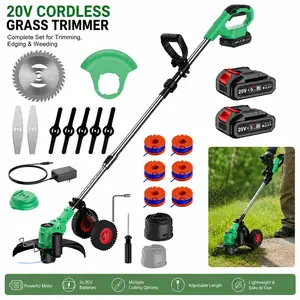 3-in-1 Cordless Grass Trimmer & Edger, 20V Lightweight Weed Wacker with 2 Batteries, Adjustable Telescopic Shaft, Nylon Line & Metal Blade Cutting System for Yard, Lawn & Garden