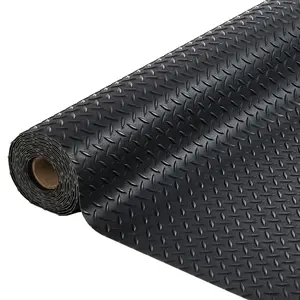 7.5 x 20 FT Garage Floor Mat, 2.8mm Thickened Flooring Roll Diamond Plate PVC Rubber Trailer Mat, Non-Slip Floor Protector Mat for Garage, Warehouse, Gyms, Trailer, SUV