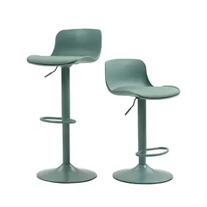BESTER Set of 2/4 Height Adjustable Swivel Bar Stools – Armless PU Leather Counter Height Chairs with Back Support for Kitchen Island, Bar & Restaurant – Mint Green / White / Gray furniture