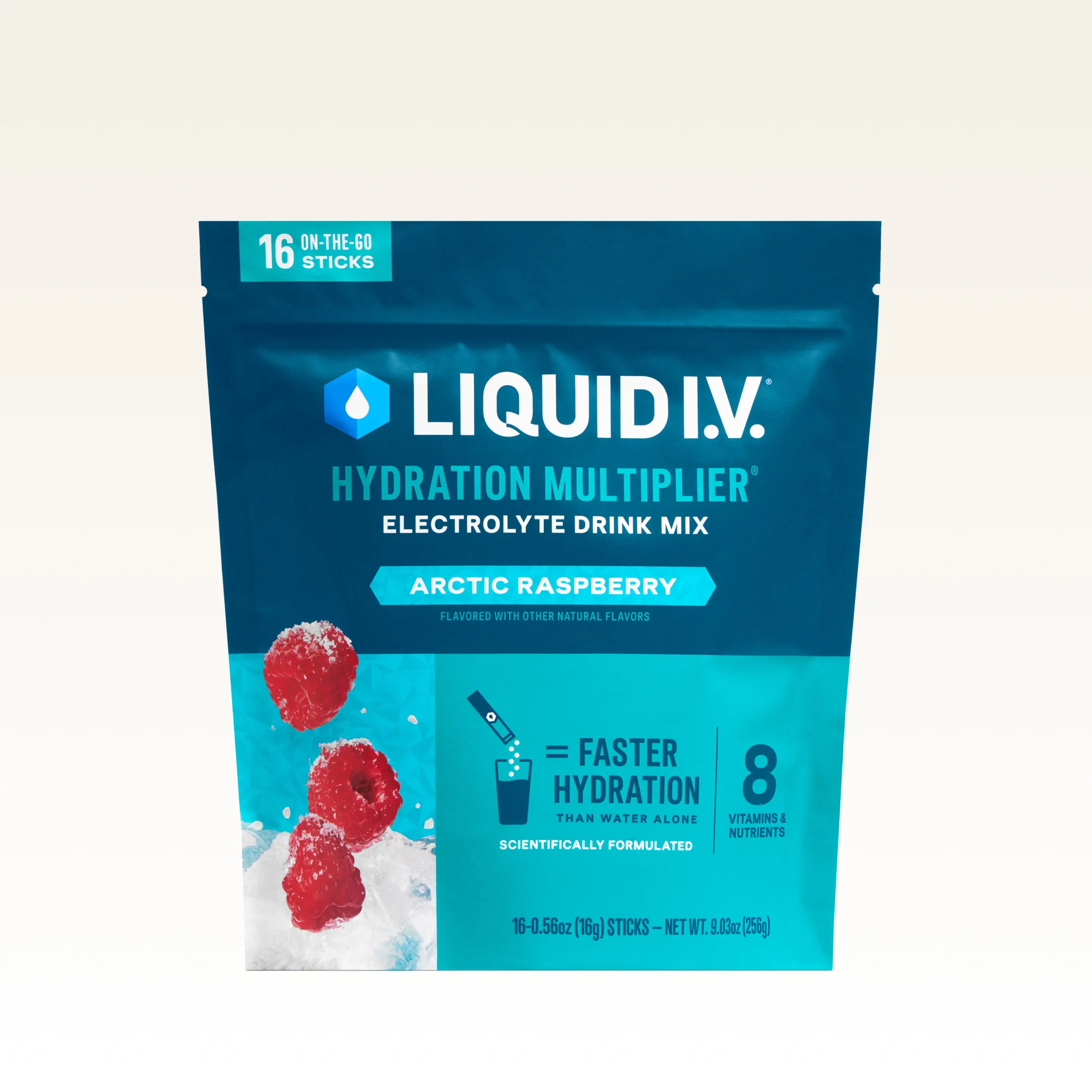 Liquid I.V. Hydration Multiplier - Arctic Raspberry - Hydration Powder Packets | Electrolyte Powder Drink Mix | Convenient Single-Serving Sticks | 8 V