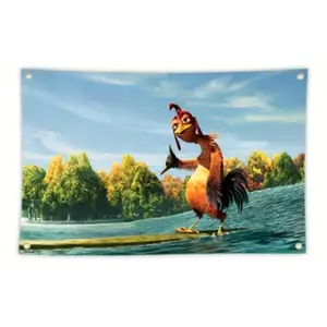 Whimsical Rooster Surfing Flag Banner - 3x5ft Durable Polyester With 4 Grommets, Perfect For College Dorms, Bedrooms, Party Decor, Outdoor Garden Yard Decor, Backdrop Decorations