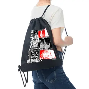 Attack on Titan Anime Manga Graphic Drawstring Bag Casual Sport Backpack Suitable for Teen and Adult Fans Gym School Travel Use Perfect Gift for Halloween Christmas Birthday Anime Conventions and Themed Parties Enthusiasts