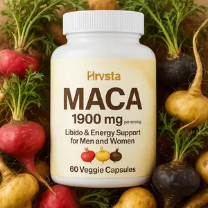 Hrvsta Organic Maca Root Black, Red, Yellow 1900 MG per Serving - 150 Vegan Capsules Peruvian Maca Root Gelatinized 100% Pure Non-GMO Supports Reproductive Health Natural Energizer