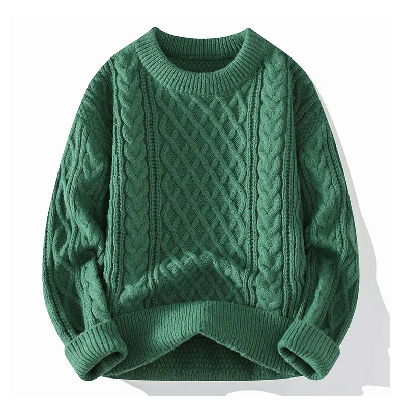 Men's Casual Longsleeves Round Neck Solid Color Geometric Pattern Pullover Sweater - Menswear Tops, Autumn Winter Everyday Knitwear Base Shirt