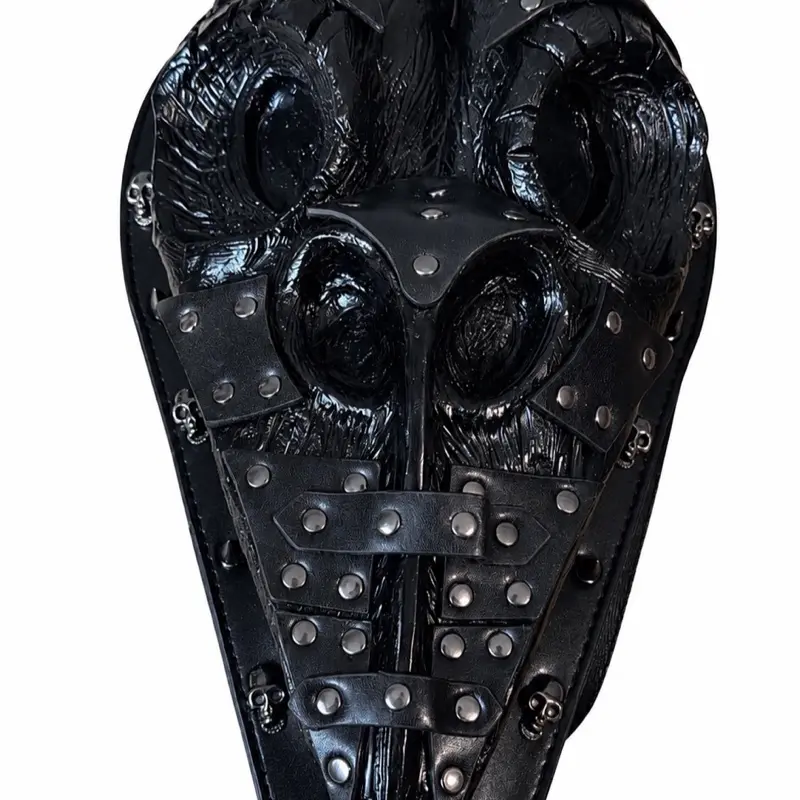 Plague Doctor Dominance Tactical Backpack - Horror Themed, Industrial, with Strap and Masks - Men's Streetwear Accessories (SKU: 3233-BLACK), Horror Themed Backpacks, Industrial Backpacks