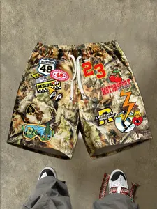 Camouflage Leaf Shorts, Loose, Outdoor Full Print Forest Tree Printed Shorts Men's and Women's Same Style 2026 New Summer Shorts Men's Beach Shorts Casual Shorts European and American Street Fashion Trend Underwear Shorts
