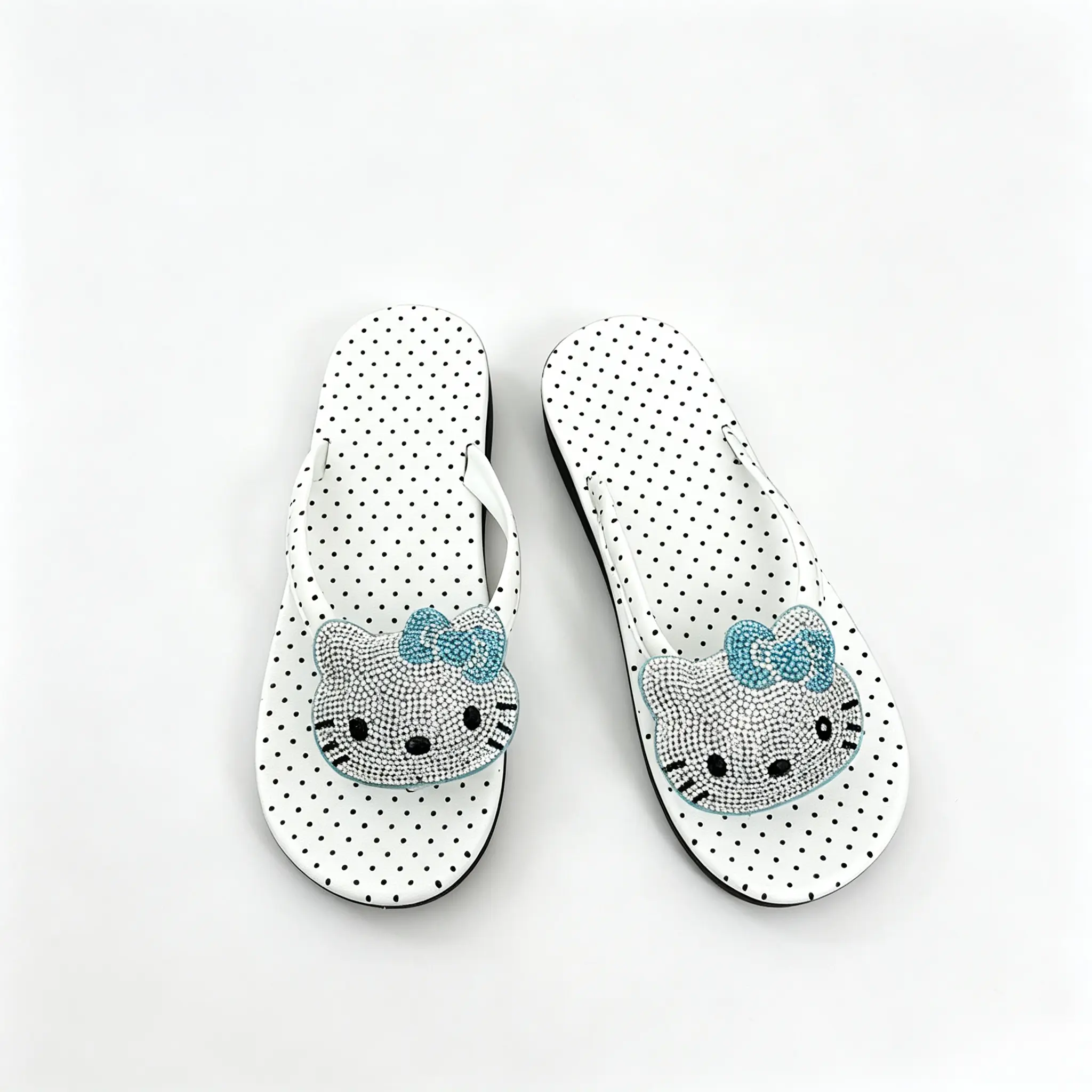 Sanrio Hello Kitty Blue Platform Flip‑Flops, Height‑Enhancing Summer Slide Sandals Non‑Slip Beach Slippers for Women Girls