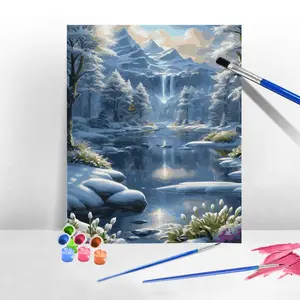 Winter Scenery Pattern DIY Paint By Numbers Kit without Frame, Handicraft, 1 Set DIY Painting By Numbers, Wall Art Decoration for Home Living Room Bedroom