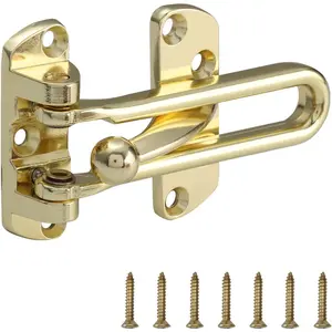 Swing Bar Door Lock Latch,Door Security Latch for Kids Safety and Home Security, Reinforcement Door Latch Guard Clasp(Bright Brass,1 Pack)