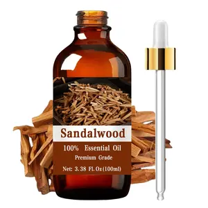 Sandalwood Aromatherapy Essential Oil 100ML/3.38oz, Pure Perfume Grade, Hair & Skin Care, Massage, Diffuser Humidifier, Natural Scent, Aromatic Scent, Long-Lasting Moisturizing