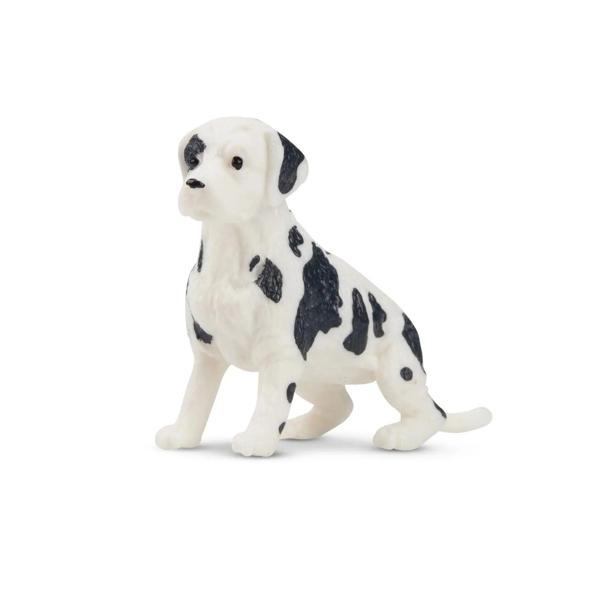 Toymany Hand-Painted Plastic Black and White Great Dane Puppy Figurine - Realistic Dog Model for Early Education, Montessori Sensory Play, Desk & Home Decor, Thoughtful Gifts