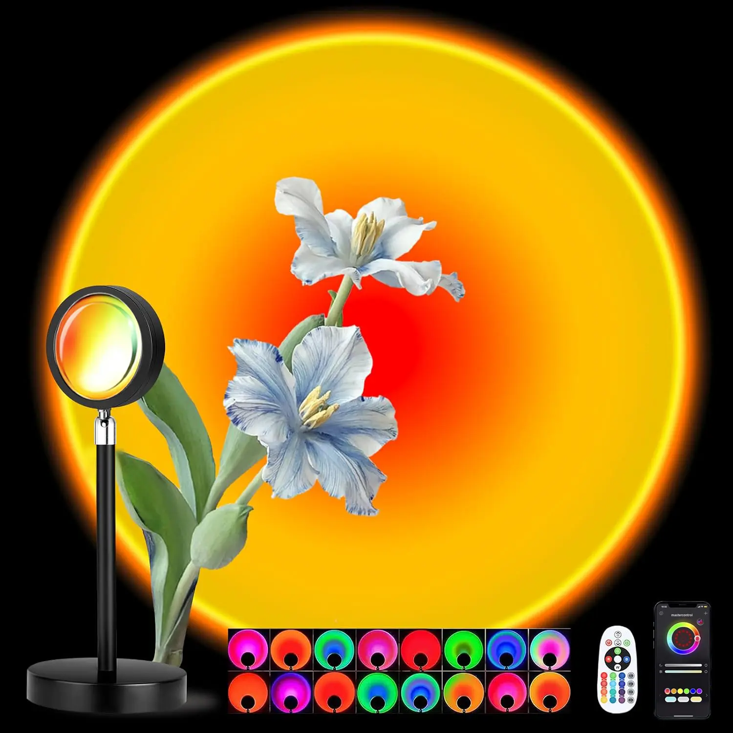 ISUNMEA Spacenight Sunset Lamp Projector Multi-Color Multi-Mode, Dimmable, Timing, Music Rhythm, Sunset Background Wonderful Visual Impact, USB Plug and Play (Remote & APP) Rgbw Led Lights Led Light Backlit Led Multicolor Led Garden Paths