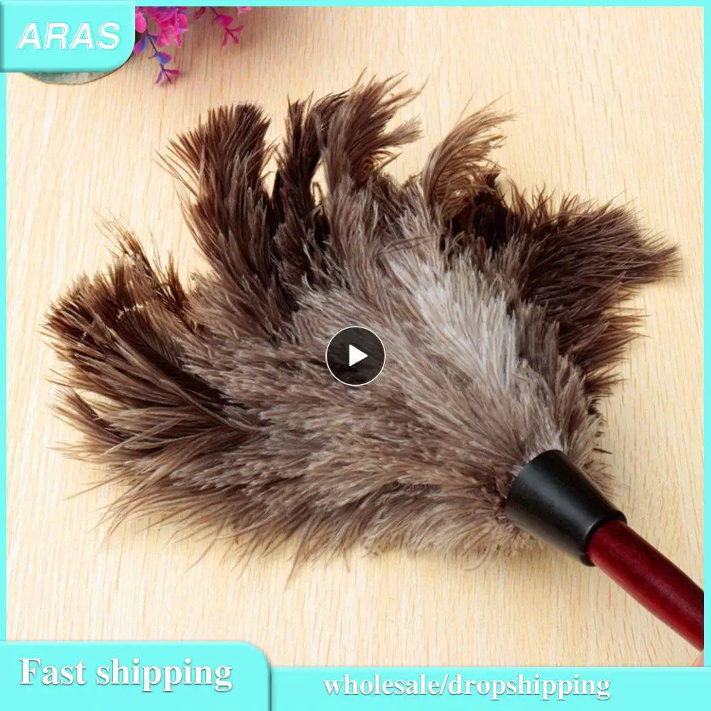 Feather Dusters With Long Wood Handle Ostrich Duster Brush Electrostatic Dust Dust Cleaning Tools Household Cleaning Accessories