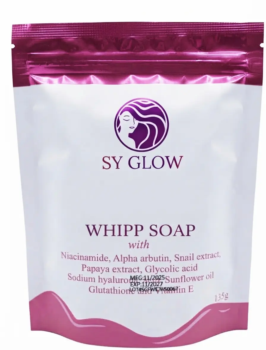 SY GLOW Whipped Soap (135g) - Daily Bath & Shower Soap with Niacinamide, Alpha Arbutin, Snail Extract, Papaya Extract for Radiant Skin