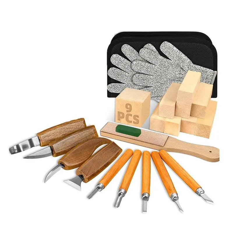 Wood Carving Kit, with Knives, Blocks, and Tools - Complete Whittling Set for Beginners and Professionals 22pcs