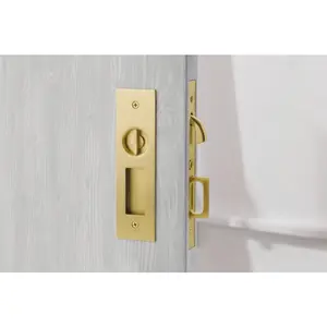 212 MAIN Emtek 2155US19134 1.75 in. Narrow Modern Rectangular Mortise-Type Privacy Pocket Door Lock, Flat Black, Door Security Lock