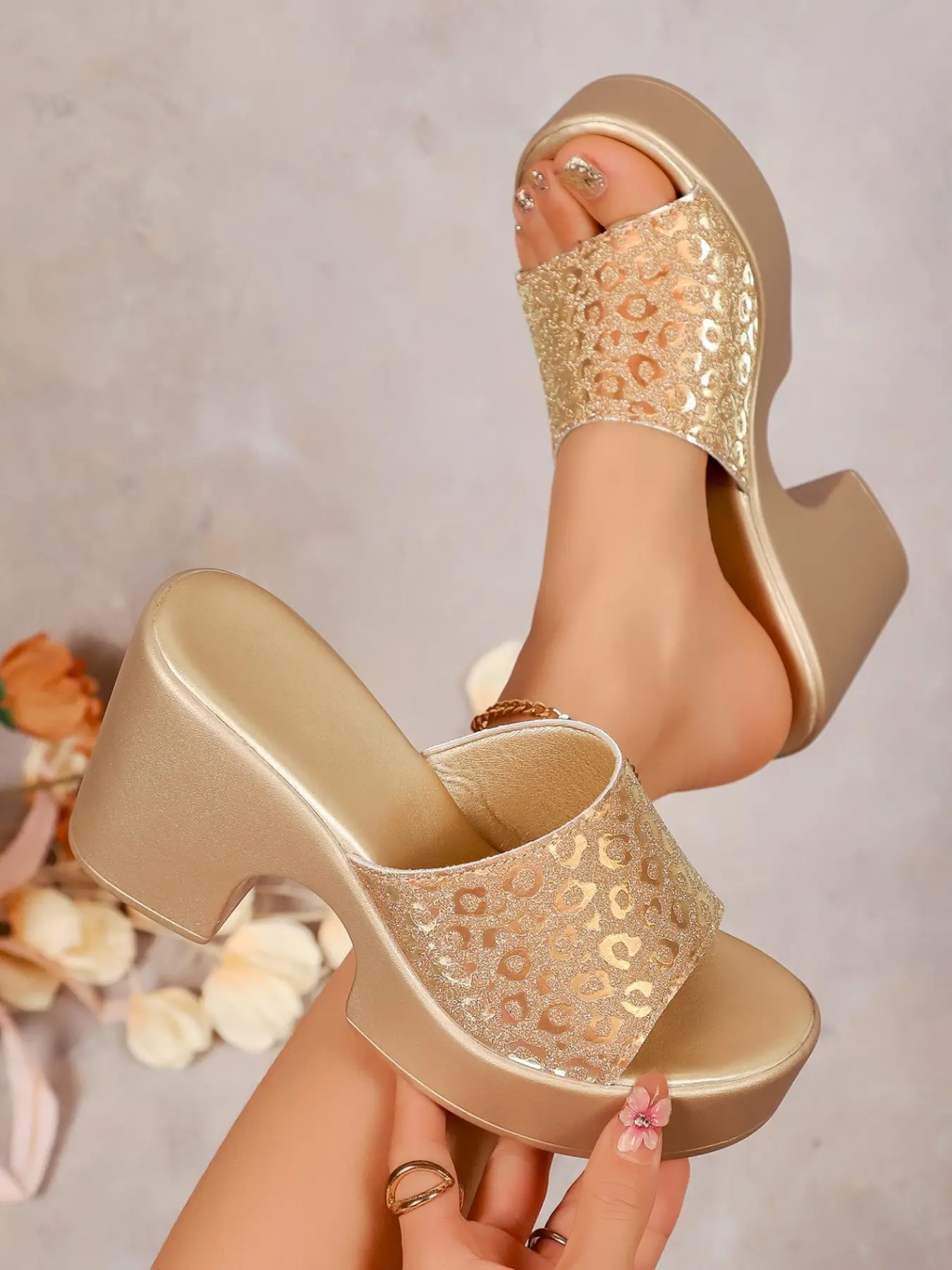 Women's Heeled Thick Sole Classy Wedge Platform Sandals, Elegant High Heels Stylish Fashion Hollow Out Slip-On Bohemian Style Summer Shoes, Comfortable Casual Footwear, Boho Style Wedge