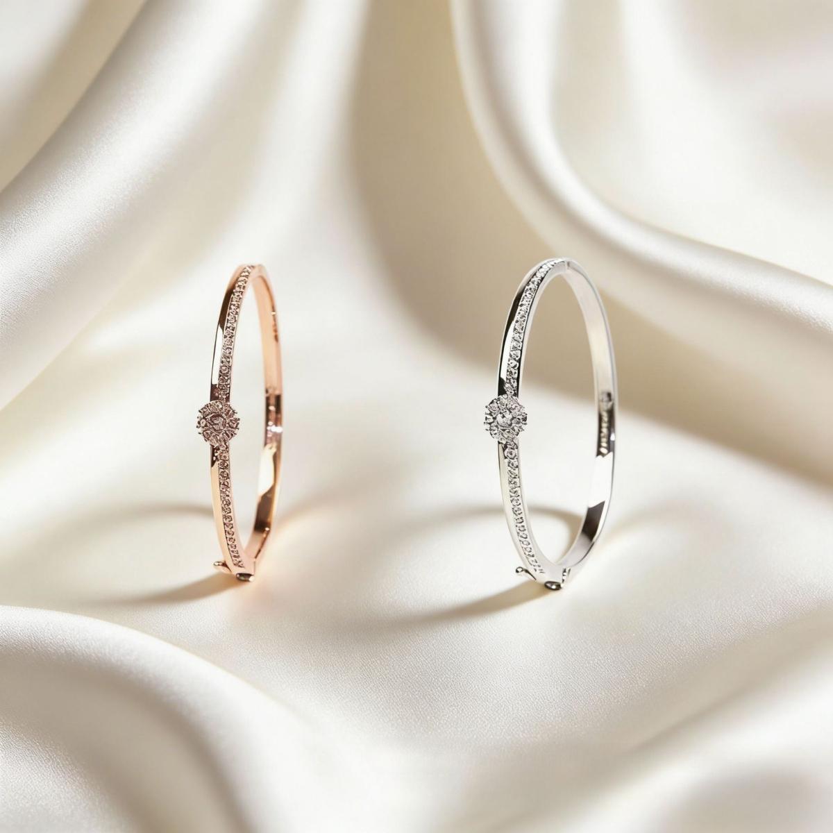 Luxury Round Center Stone Pavé Bangle Bracelet for Women, Elegant Polished Sparkle Hinged Bangle, Premium Statement Cuff Bracelet, Trendy Aesthetic Formal Jewelry, Timeless Anniversary Birthday Gift for Her