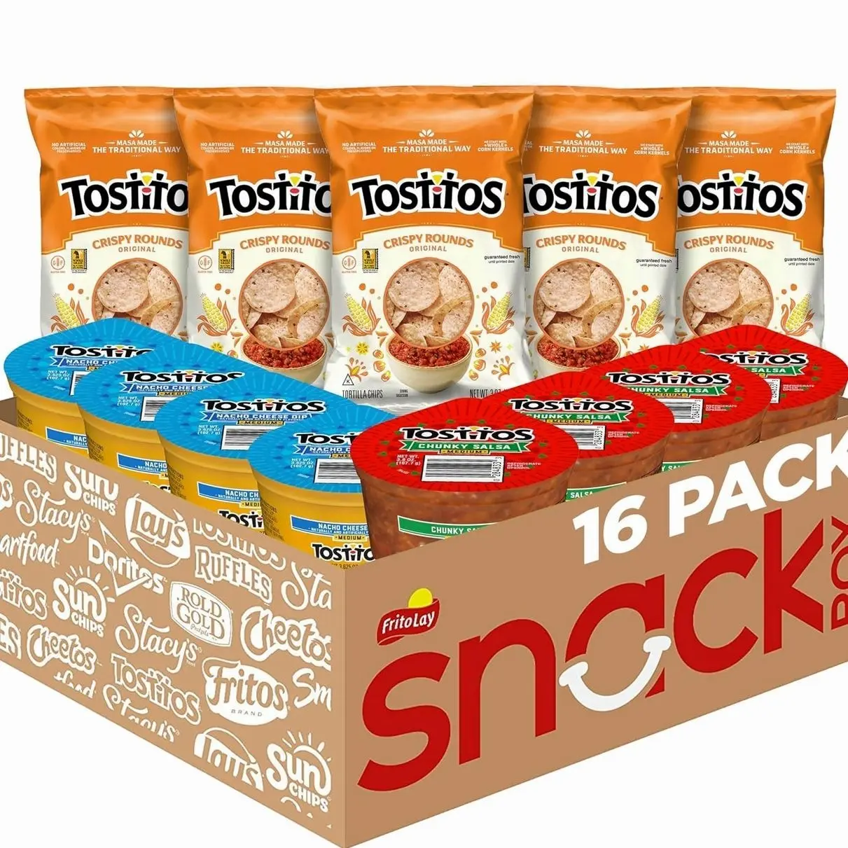 Tostitos Tortilla Chips Chip and Dip Pack, 3 Oz Crispy Rounds and 3.8 Oz Medium Dip, 1 Set