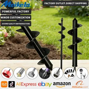 Karon Garden Auger Drill Bit for Planting Plant Flower Bulb Spiral Hole Drill Earth Post Umbrella Bulb Planter Tool Posthole Digger