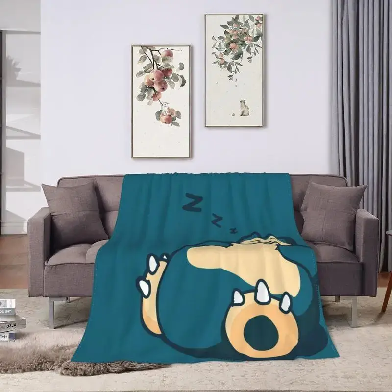 Snorlax Cartoon Blanket – Ultra Soft Flannel Throw, Warm & Cozy Fleece Blankets, Gifts for Kids (Boys & Girls), Travel, Camping, Sofa & Bed