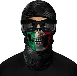 Black Red Green White Mexico Mexican Flag Skull Balaclava Hood Tactical Hunting Face Mask Hunter Military Tactical