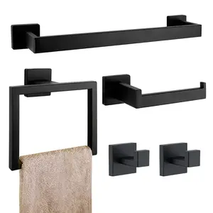 Bathroom Hardware Set, Wall Mounted Towel Rack & Toilet Paper Holder & Towel Ring & Hook, Rustproof Bathroom Accessories, Bathroom Organizing Accessories, Bathroom Organization, Bathroom Essentials Accessories, Home Bathroom Decor