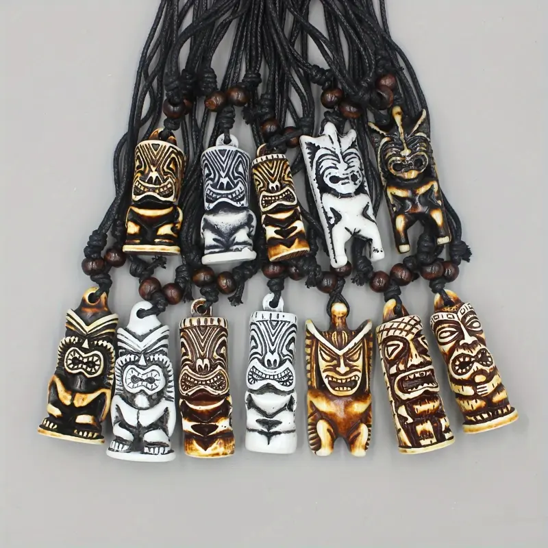 12pcs/Lot Hawaiian Tiki Totem Necklaces, Ideal Birthday Gift Valetine's Day