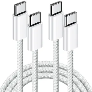 USB C to USB C Cable 60W Certified 2-Pack 10ft Fast Charger Cord for iPhone Samsung Galaxy iPad Pro MacBook Air Dual Ports Durable Nylon Braided 24/7 Customer Service Charging Device Plug Electronic Smartphone Cellphone