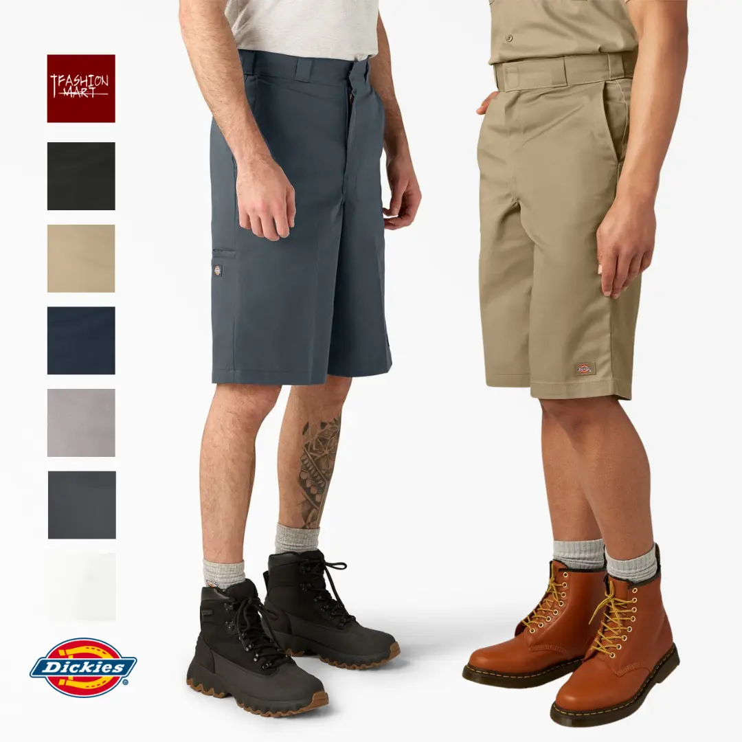 DICKIES Mens Loose-Relaxed Fit Plain Casual Menswear Mid-Waist 13-in Knee-Length Flat-Front Work Shorts with Multiple Pockets for Outdoor Comfort, Plus Size Men's Shorts, 13" Mid Waist, Loose Fit Freedom, Work‑To‑Outdoors