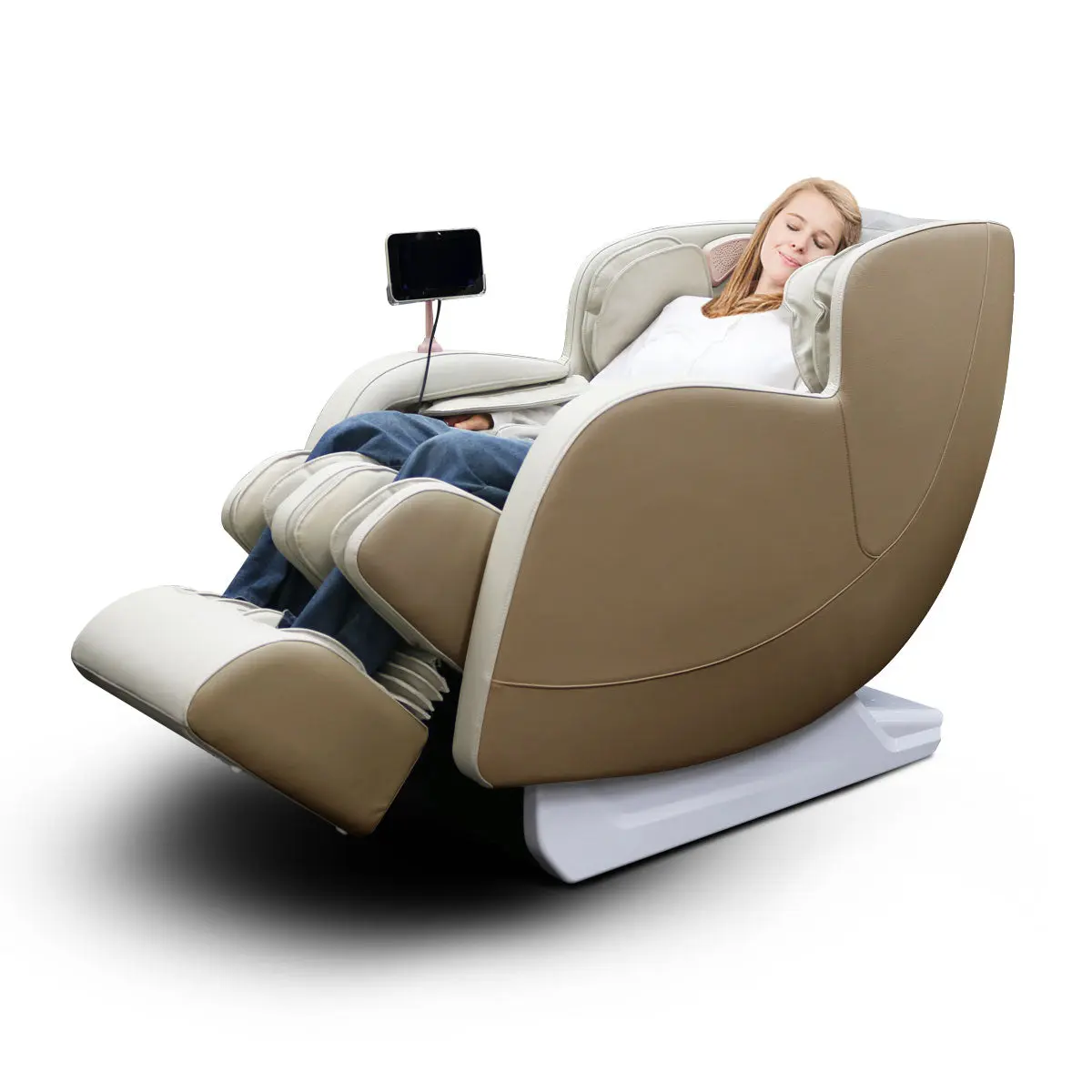 <font color=red>6D</font> Dual Core (3D+3D) Roller, Air Float System, Upgraded Kahuna LM6800, 50" SL-Track Full Body Zero Gravity Recliner, Bluetooth, Heat Therapy Beige/White