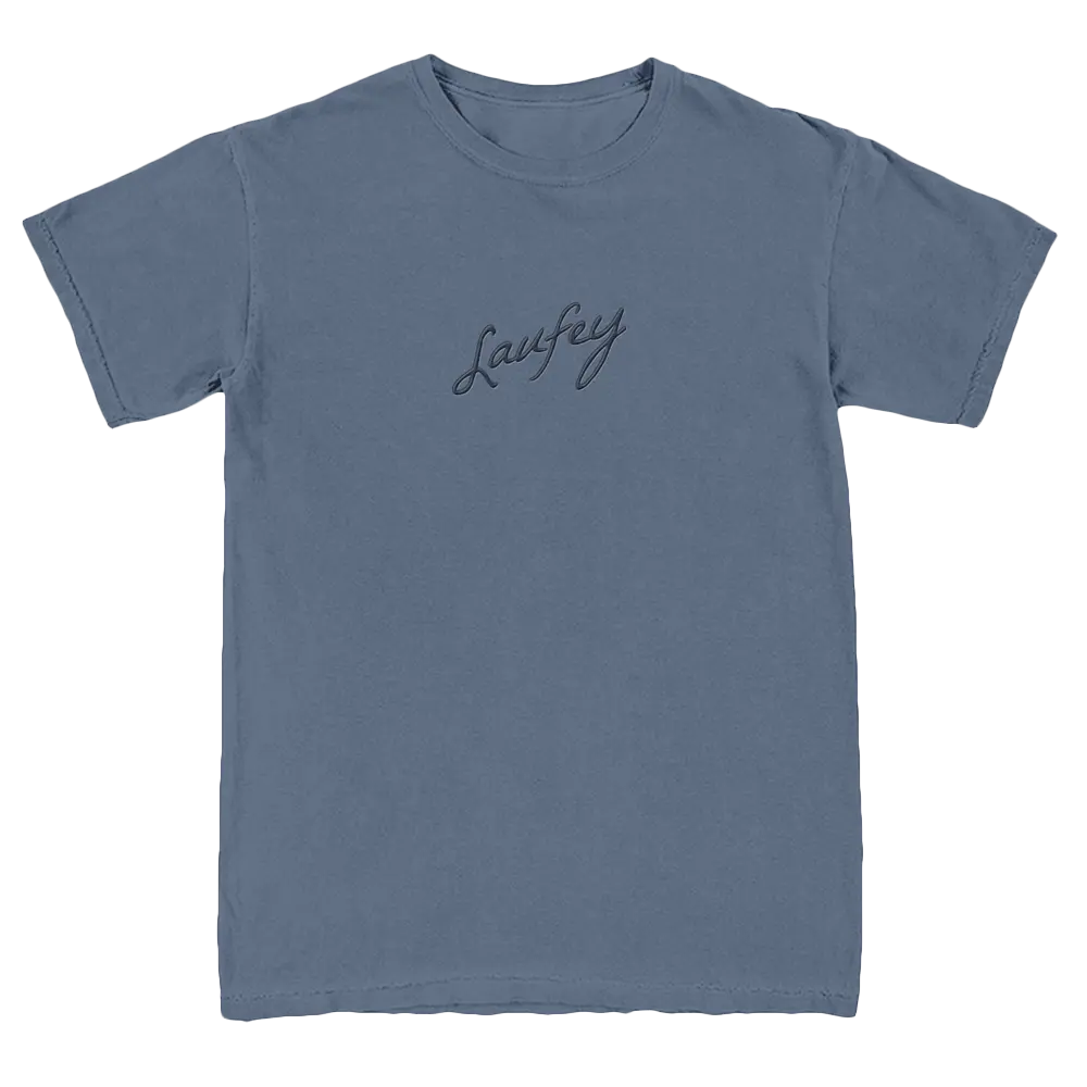 Embroidered Signature Tee - Denim Blue